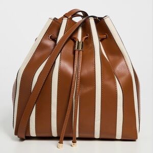 Ulla Johnson SOLD OUT Brown and Cream Striped Drawstring Bucket Bag